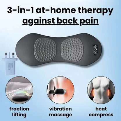 Emeka 3-In-1 Back Massager Heat Vibration for Back Pain Relief Herniated Disc Stretch Support Traction Lower Back Massage Pillow