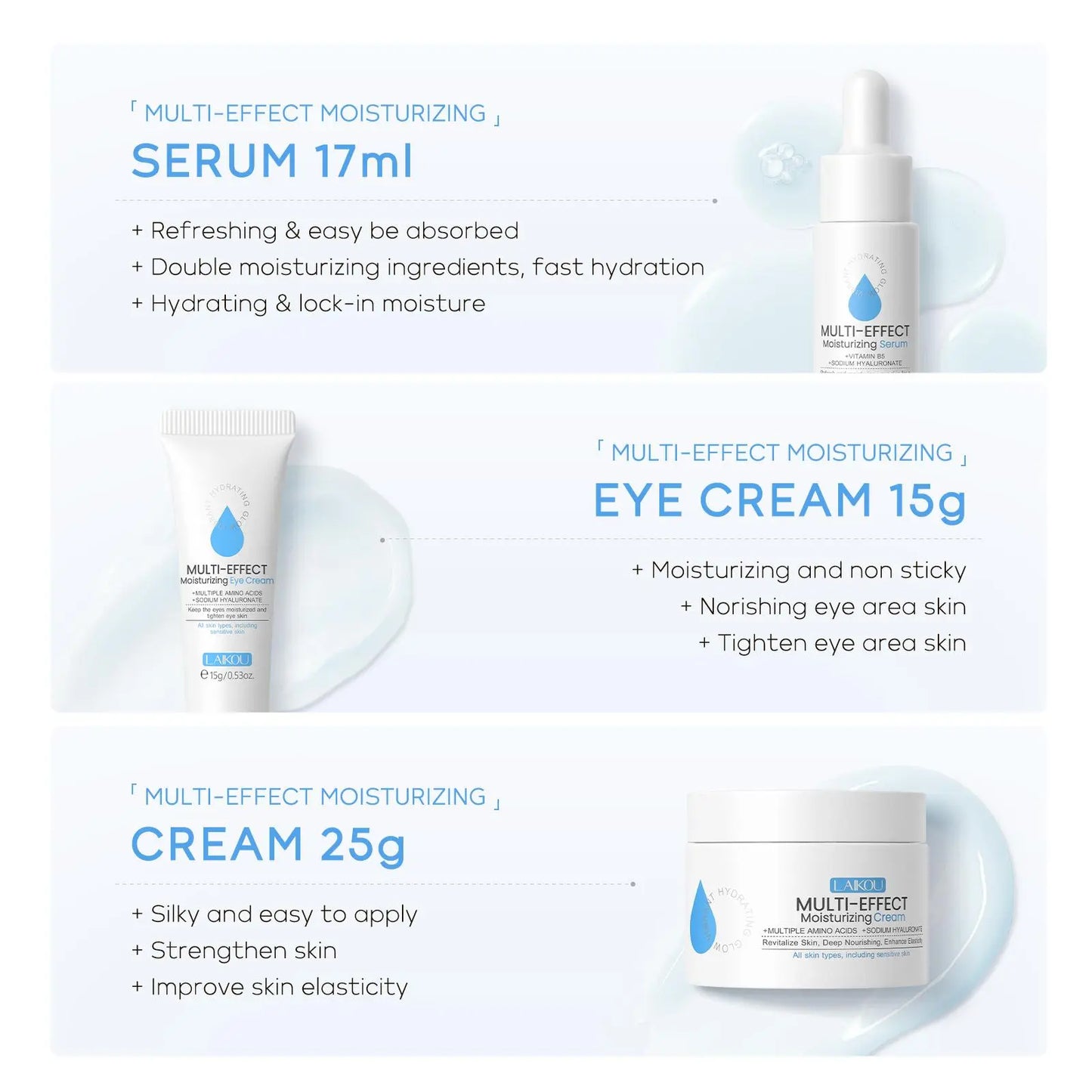 5 in 1 Comfort Hydrate Skin Care Kit, 1 Set Moisturizing Toner & Eye Cream & Facial Cleanser & Essence & Facial Cream, Hydrating Facial Skin Care Kit for Women & Men, Skin Care Sets