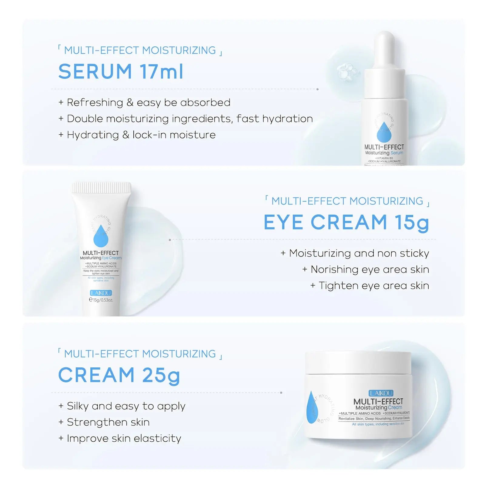 5 in 1 Comfort Hydrate Skin Care Kit, 1 Set Moisturizing Toner & Eye Cream & Facial Cleanser & Essence & Facial Cream, Hydrating Facial Skin Care Kit for Women & Men, Skin Care Sets