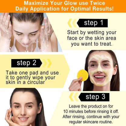 Kojic Acid & Turmeric Cleansing Pads, 30 Pads Exfoliating Skin Care Pad for Revitalizing Skin, Personal Skin Care Products for Women & Men