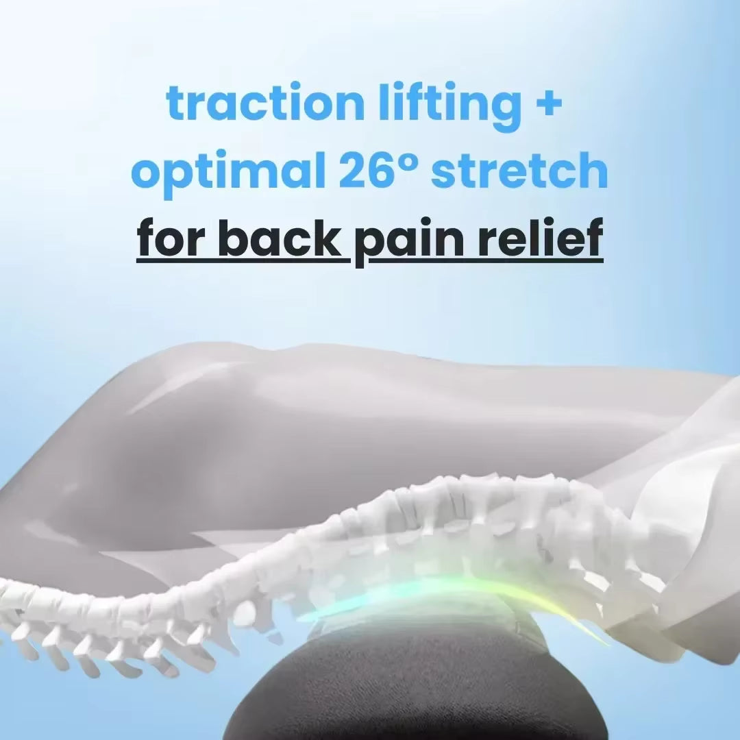 Emeka 3-In-1 Back Massager Heat Vibration for Back Pain Relief Herniated Disc Stretch Support Traction Lower Back Massage Pillow