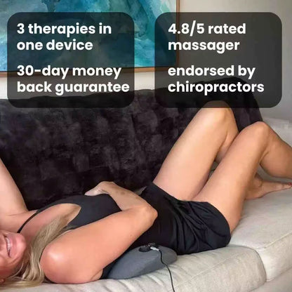 Emeka 3-In-1 Back Massager Heat Vibration for Back Pain Relief Herniated Disc Stretch Support Traction Lower Back Massage Pillow