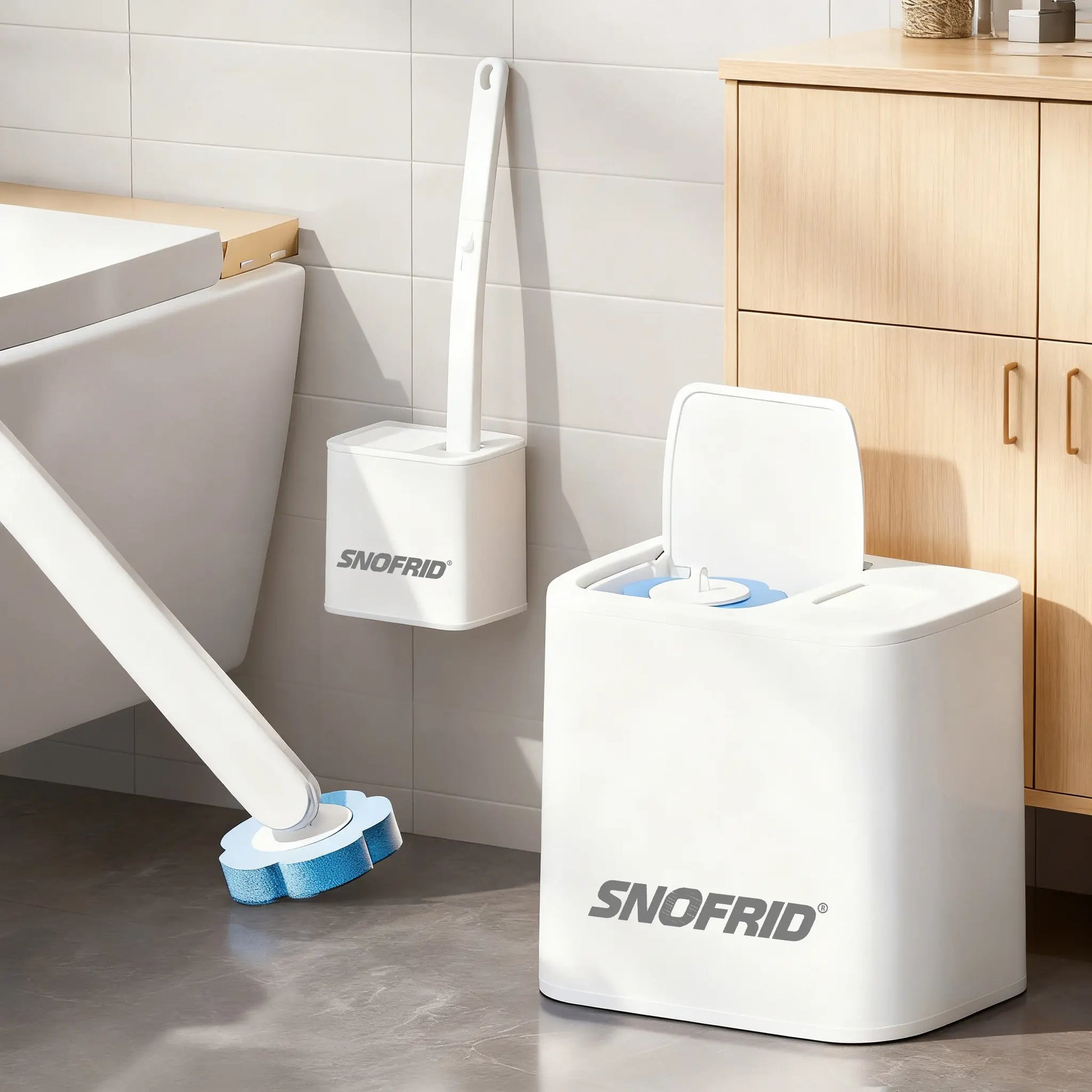 Transform Your Bathroom Cleaning with the Snofrid Disposable Toilet Brush Set – Includes 24 Scented Cleaner Refills and Wall-Mount Holder for Ultimate Convenience