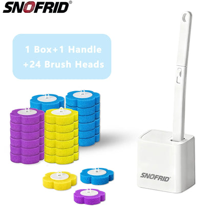Transform Your Bathroom Cleaning with the Snofrid Disposable Toilet Brush Set – Includes 24 Scented Cleaner Refills and Wall-Mount Holder for Ultimate Convenience