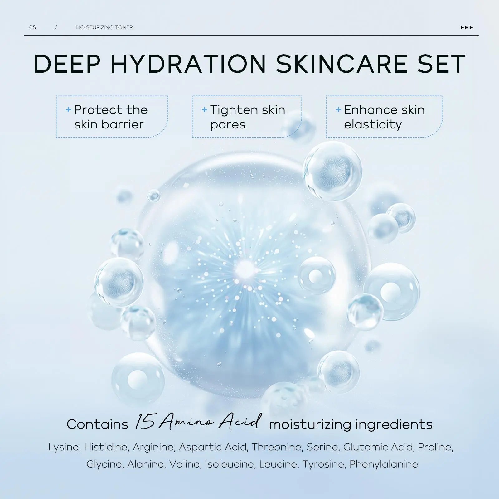 5 in 1 Comfort Hydrate Skin Care Kit, 1 Set Moisturizing Toner & Eye Cream & Facial Cleanser & Essence & Facial Cream, Hydrating Facial Skin Care Kit for Women & Men, Skin Care Sets