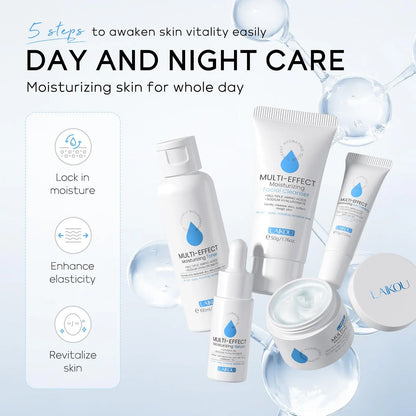 5 in 1 Comfort Hydrate Skin Care Kit, 1 Set Moisturizing Toner & Eye Cream & Facial Cleanser & Essence & Facial Cream, Hydrating Facial Skin Care Kit for Women & Men, Skin Care Sets
