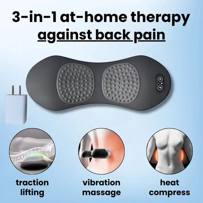 Emeka 3-In-1 Back Massager Heat Vibration for Back Pain Relief Herniated Disc Stretch Support Traction Lower Back Massage Pillow