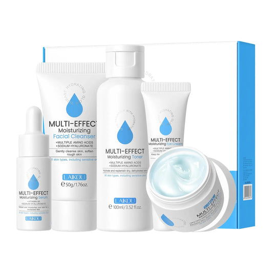 5 in 1 Comfort Hydrate Skin Care Kit, 1 Set Moisturizing Toner & Eye Cream & Facial Cleanser & Essence & Facial Cream, Hydrating Facial Skin Care Kit for Women & Men, Skin Care Sets